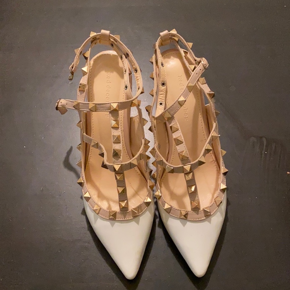 White Gold Studded Heels Size 7